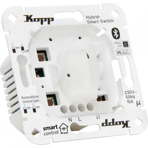 Kopp Smart-control Hybrid-Smart-Switch: Taster 1-Kanal, 3-Draht, Farbe: Weiß