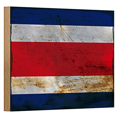 Holzschild Flagge Costa Rica 18x12cm Costa Rica Rost
