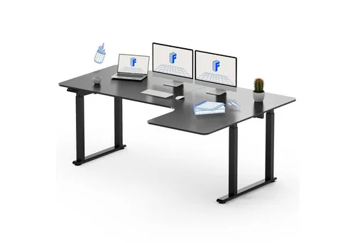 FLEXISPOT Elektrisch Höhenverstellbarer Schreibtisch - Schreibtisch mit Doppelmotor für stufenlose Höhenverstellung, ideal für ergonomisches Arbeiten und gesundes Sitzen oder Stehen, modernes Design in Schwarz.