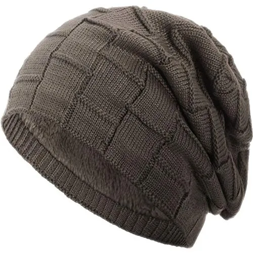 Compagno warm gefütterte Beanie Wintermütze Flechtmuster unifarben oder meliert Einheitsgröße Mütze