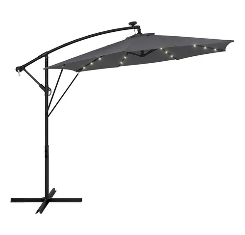 ML-Design Ampelschirm Ø300cm mit LED Solar – Anthrazit, drehbar & neigbar