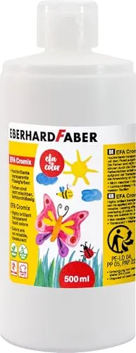 EBERHARD FABER 574901 - Transparentmalfarbe EFA Cromix weiß, 500 ml, nicht mischbare Bastelfarbe für Kinder