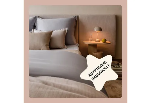 Amqua Luxus Mako Satin Bettwäsche-Set - Bettwäsche-Set aus 100% ägyptischer Baumwolle mit 300 Fadendichte, weich und atmungsaktiv für ultimativen Schlafkomfort, Oeko-Tex zertifiziert und langlebig.