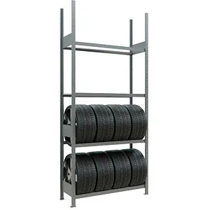 Reifenregal 120x40x275cm, verzinkt, 4 Ebenen - Werkstatteinrichtung mit robustem Reifenregal, ideal zur platzsparenden Aufbewahrung von Reifen und schwerem Material, verzinkt für hohe Langlebigkeit.
