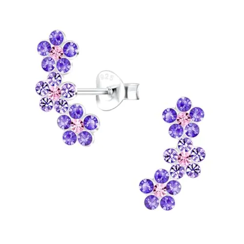Monkimau - Blumen Herren - Ohrringe, Ohrstecker, Ohrschmuck - aus 925 Sterling Silber, Sterling Silber - für Herren - handgefertigt, Geschenkidee - 925er Silber, Silber - Ohrstecker Schmuck