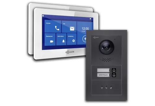 Goliath Intercom Video-Türsprechanlage Video Türklingel mit Kamera, 2-Familie Goliath Basic-Line 2-Draht (Privat oder Gewerblich)