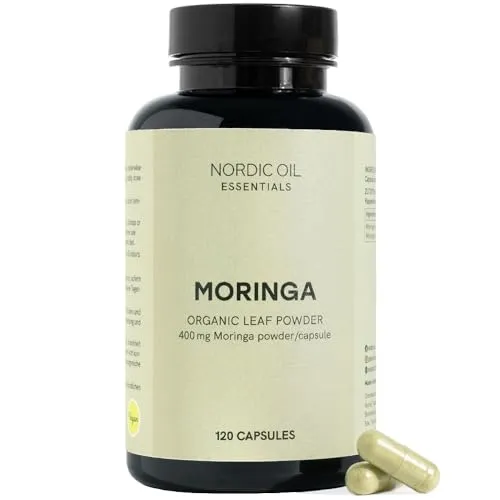 Moringa Kapseln | 120 Kapseln mit 800 mg Moringa-Pulver pro Tagesdosis | Für Energie & Wohlbefinden | Hochdosiert Moringa Oleifera | Vegan & Laborgeprüft | Nordic Oil