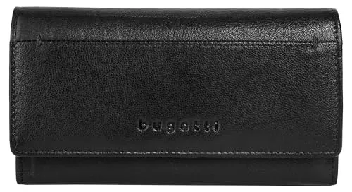 bugatti große Geldbörse im Querformat aus Echt Leder für Damen - Geldbörse mit RFID-Schutz und 19 Kartenfächern, ideal für optimale Organisation und Sicherheit Ihrer sensiblen Daten.