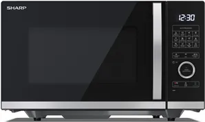 SHARP YC-QG234AE-B Mikrowelle mit Grill - Standmikrowelle mit 23 Litern, 900 W Mikrowellenleistung und 1000 W Grill. Flachbett-Technologie für gleichmäßiges Garen und Platz für große Teller. Benutzerfreundlich mit LED-Beleuchtung und Kindersicherung.