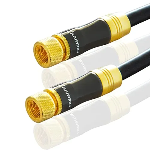 Premium X 2m Sat-Kabel - Satelliten-Kabel, Antennenkabel, Koaxialkabel TV Kupfer mit vergoldeten F-Steckern - Gold-Line, Abschirmmaß 135dB, Fernseher & Radio - 4K, HDTV, DVB-T/C/S/S2