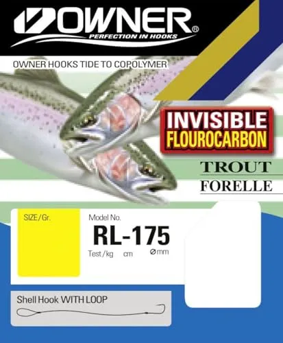 Owner Forellen Haken Fluorocarbon 150cm blau - 6 Forellenhaken, Gr./Durchmesser/Tragkraft:Gr. 6/6.9kg /0.28mm