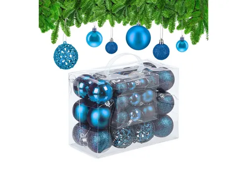 relaxdays Weihnachtsbaumkugel Weihnachtskugeln im 50er Set (50 St), Petrol