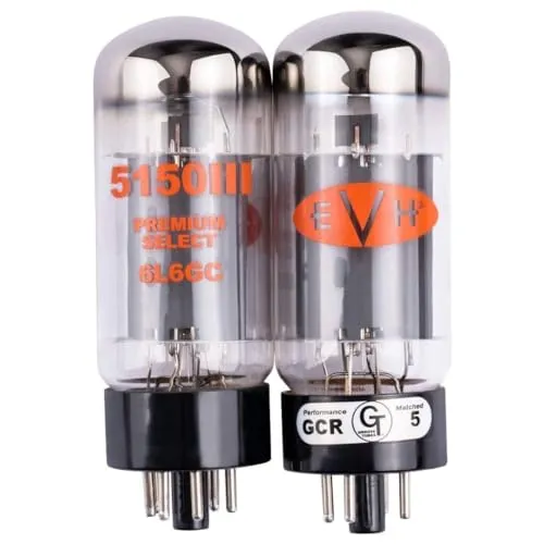 EVH 6L6 Tube Kit - Leuchtmittel für Gitarrenverstärker, abgestimmtes 6L6-Röhrenduett mit 25 Watt, kraftvollem Punch und ausgeprägten Bässen – ideal für EVH 5150III.