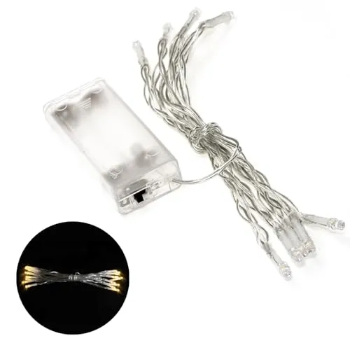 EUZUXU LED-Draht-Lichterkette, 1M 10LED Warmweiß Innen Lichterketten, Wasserdicht Weihnachtsbeleuchtung für Zimmer Garten Krüge Weihnachten Innen Dekoration