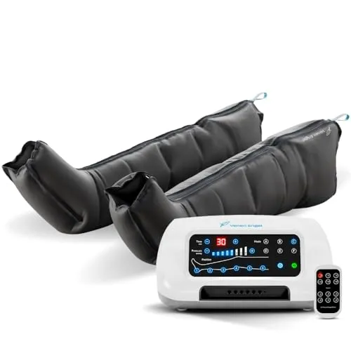 Venen Engel 6 Premium Beinmassagegerät - Medizinisch zertifiziertes Massagegerät mit 6 Luftkammern und individuell einstellbaren Programmen für eine wohltuende Kompressionsmassage, die Schmerzen lindert und die Durchblutung verbessert.