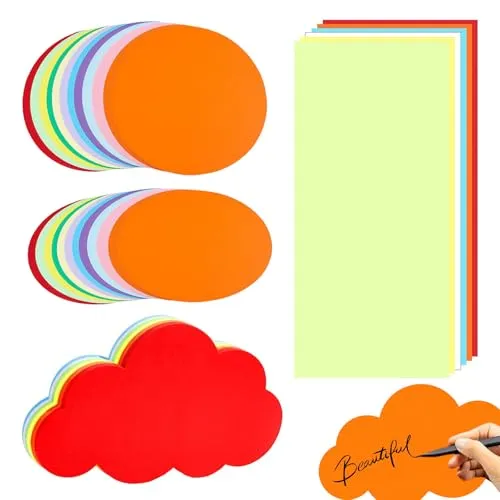 Stück Moderationskarten 10 Farben Moderationskarten set 4 Stile Metaplankarten,Rund,Rechteckig,Länglich,Wolkenförmig,Dicker Hartkarton für Präsentationen und Hosting im Büro,in der Schule 460