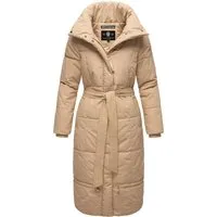 Navahoo Damen Wintermantel Mirenaa Beige Gr. XL - Funktionsjacke mit stylischem Taillengürtel, wasser- und windabweisend, ideal für kalte Herbst- und Wintertage.