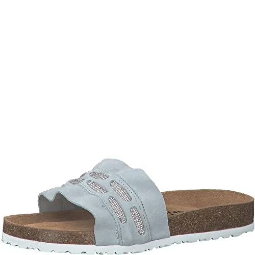 Tamaris Damen Pantoletten, Frauen Slipper,schluepfschuhe,Slides,Slip-ons,Backless Slipper,Mules,Gartenschuhe,Sommerschuhe,Soft Blue,39 EU