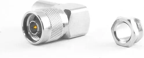N-Stecker 90° gewinkelt für HDF400 Koaxialkabel, Klemm Version