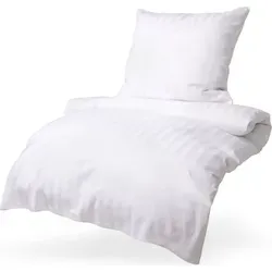 Hotelbettwäsche Bettwäsche Kissenbezug Bettgarnitur Damast Streifen Baumwolle, in Größe: 80x80 cm Kissenbezug - Weiß