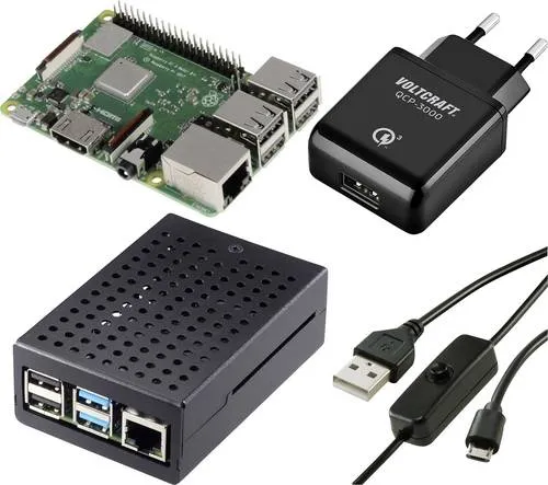 TRU COMPONENTS Pure Set Raspberry Pi 3 B+ mit Netzteil und Gehäuse - Komplettset für Raspberry Pi 3 B+, inkl. robustem Aluminium-Gehäuse mit aktiven Lüftern für optimale Kühlung und Schutz vor Umwelteinflüssen.