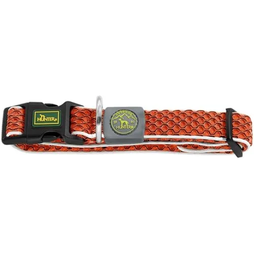 HUNTER Hundehalsung HILO VARIO BASIC, Farbe: orange, innovatives 3D-Mesh-Material, atmungsaktiv, leichter Kühleffekt bei Wärme, reflektierend, stufenlos verstellbar, angenehm leicht, Größe: M-L