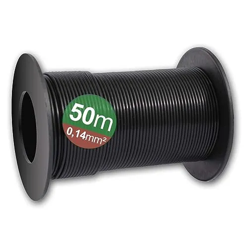 world-trading-net - Schaltlitze 0,14mm², schwarz, Länge 50m, auf Kunststoffspule, Aufbau 18x 0,1mm, Leiterquerschnitt 0,14mm²