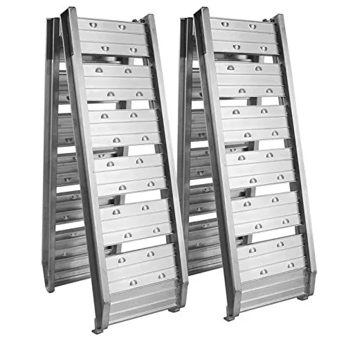 Wiltec 2X Auffahrrampe 182cm 400 kg für Motorrad ATV Quad, Aluminium Auffahrschiene faltbar, Verladerampe rutschsicher