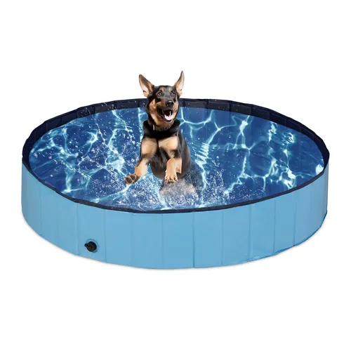 Hundepool Hundeplanschbecken - Blau, 160 cm - Spielzeug für Hunde, ideales Planschbecken aus robustem PVC, perfekt für heiße Sommertage und zur Förderung der Beweglichkeit.