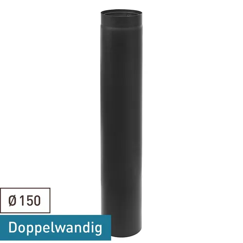 Rauchrohr / Ofenrohr 150mm - 1000mm schwarz doppelwandig mit Isolierung - Hochwertiges doppelwandiges Rauchrohr für effiziente Abgasführung. Temperaturbeständig bis 600°C, ideal für den professionellen Einsatz im Heizungsbereich.