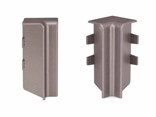 KGM Innenecken für Sockelleiste Modern Alu-Edelstahl Optik - Maße: 16x58mm - Inneneckenschutz Ihrer Fußleisten - Saubere Verbindung in modernem Design - 2 Stück