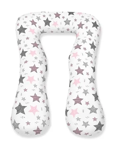 Amilian Stillkissen XXL Schwangerschaftskissen zum Schlafen mit Bezug für Stillkissen Seitenschläferkissen Schwangerschaft Kissen Stillkissen klein Sterne