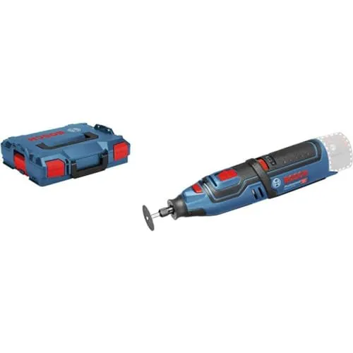 Bosch Professional 12V System Akku Rotationswerkzeug GRO 12V-35 (inkl. 5x Trennscheibe, Zubehör Box, Gehäuseaufsatz, Schlüssel, Spannzange, 2x Einlage, L-BOXX, ohne Akku/Ladegerät)