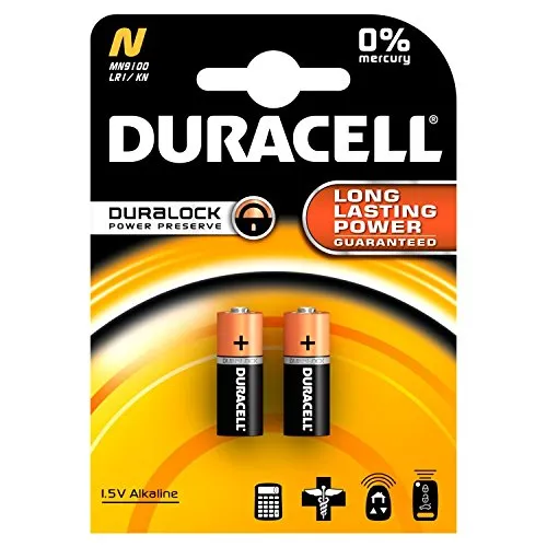 Duracell Sicherheitsbatterie LR1 1,5V 88mAh - 2 Stück - Umweltfreundliche Standard-Knopfzellen, 5 Jahre lagerfähig, ohne Quecksilber und Cadmium, ideal für verschiedene Geräte.