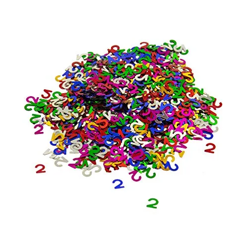 Oblique Unique® Konfetti Zahl 2 Bunt 2. Geburtstag Jubiläum Deko Streudeko Tischdeko Zahlenkonfetti 800 Stück
