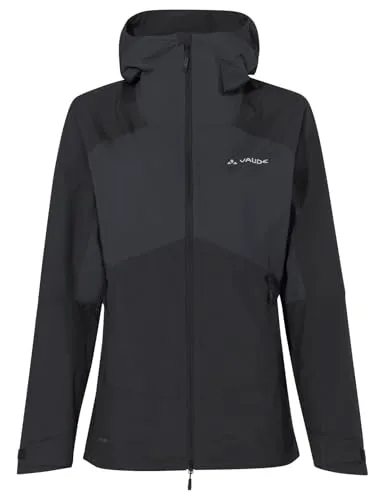 VAUDE Damen Women's Simony 2,5l Jacket V, Schwarz, 36 EU - Funktionsjacke mit 20.000 mm Wassersäule, ideal für Outdoor-Aktivitäten. Ergonomische Ärmel und Belüftung sorgen für Bewegungsfreiheit und Komfort.