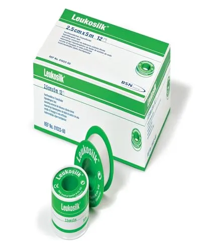 BSN medical Leukosilk Wundpflaster Rollenpflaster (6 St) - Pflaster für empfindliche Haut, hautfreundlich und rückstandslos entfernbar. Ideal zur Fixierung von Verbänden und Schläuchen.
