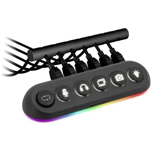 Streamplify HUB DECK 5 - RGB USB Hub mit 5 Ports - USB Hubs mit 4x USB 3.0 und 1x USB 2.0, bietet anpassbare RGB-Beleuchtung und praktische On/Off-Schalter für jeden Port.