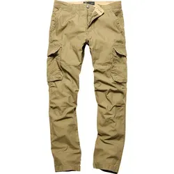Vintage Industries Reef Cargohose - Hellbraun - XL - Wanderhosen aus robustem Baumwollköpergewebe mit verstellbarer Taille und praktischen Seitentaschen für optimalen Komfort und Funktionalität.