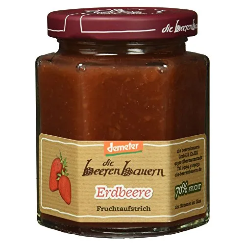 Die Beerenbauern Erdbeere Fruchtaufstrich 200g - Fruchtiger Erdbeeren Fruchtaufstrich aus handwerklicher Verarbeitung, ideal zum Frühstück oder als süße Ergänzung für Desserts. Genießen Sie den Sommer im Glas!