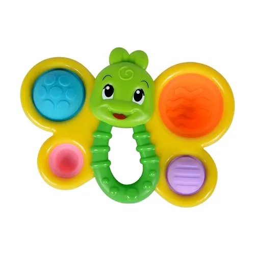 Simba 104010007 - ABC Lustiger Schmetterling, mit 4 weichen Ploppern in bunten Farben, 14cm, Beißring, Babyspielzeug, ab 10 Monaten