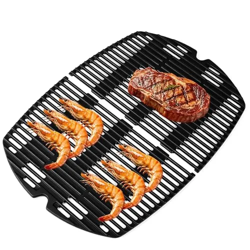 Gusseisen Grillrost Ersatzteile Zubehör für Weber Q300, Q320, Q3000, Q3200 Serie Gasgrills, 45 x32cm Grillplatte Zubehör für Weber Q300,7584,586002,57060001,404341,2 Stück BBQ Ersatz 7646