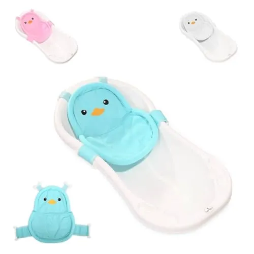 Lorelli Baby Badenetz Pinguin, Clips aus Kunststoff, Badewannennetz, ab Geburt blau