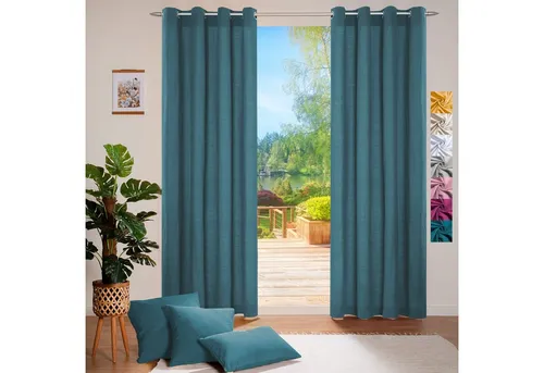 heimtexland Vorhang heimtexland ® Deko Vorhang Baumwolle Dekoschal Blickdicht Einfarbig (1 St), Ösen, blickdicht, Baumwoll-Gemisch, blickdicht