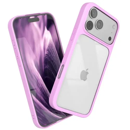 EAZY CASE Clear Hybrid Bumper Hülle kompatibel mit iPhone 17 Pro Max, Handyhülle mit Ultra Aufprallschutz, Stoßfest und Kratzfest, dünne Schutzhülle mit Kameraschutz, Handy Case, Pink