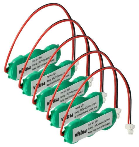 vhbw 5x BIOS-Batterie Ersatz für 317-200-001, 3/V15H für Computer Notebook (20 mAh, 3,6 V, NiMH)
