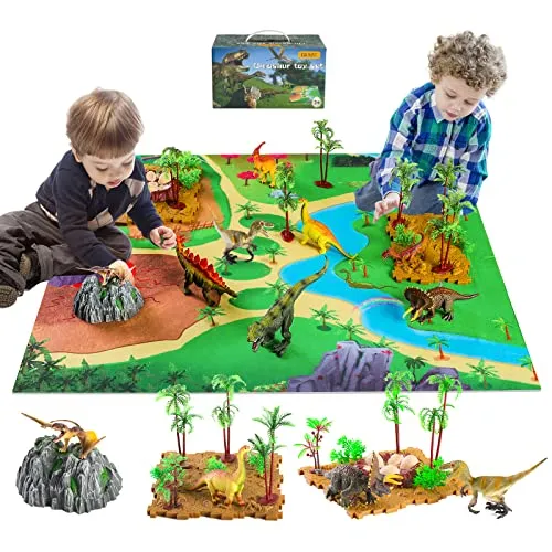 GIUHAT Dinosaurier Spielzeug ab 3 4 Jahre, Dino Figuren Kinderspielzeug, Geschenke für Junge und Mädchen, Weihnachten Geschenk, Tyrannosaurus Rex, Brachiosaurus, Pteranodon, Triceratops