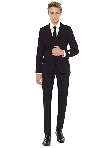 OppoSuits Teens Anzug Black Nights - Eleganter 3-teiliger Anzug für besondere Anlässe - Kostüme - Schicker 3-teiliger Anzug in edlem Nachtschwarz, perfekt für Galaabende und Geburtstagsfeiern, sorgt für einen stilvollen Auftritt!