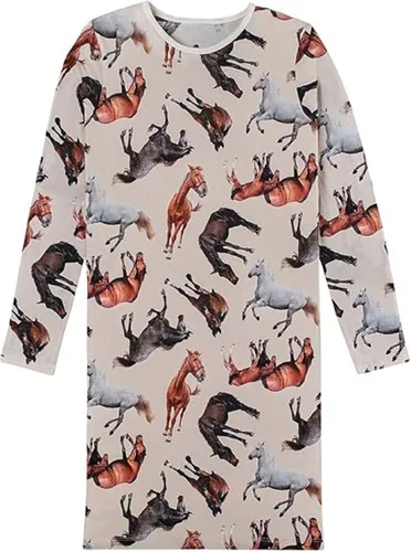 Schiesser Mädchen Langarm-Horse World Nachthemd, Off-White von Schiesser