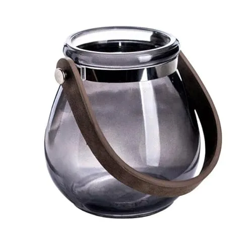 Teelichthalter aus Glas Belly 10,5cm. Teelichtglas Windlicht Kerzenhalter Kerzenglas Tischdeko für Zuhause (Anthrazit)